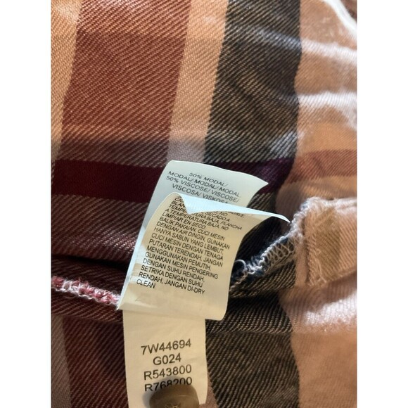Lucky Brand Women’s M Plaid Modal Viscose Button Front Shirt Pink Burgundy - Picture 4 of 5